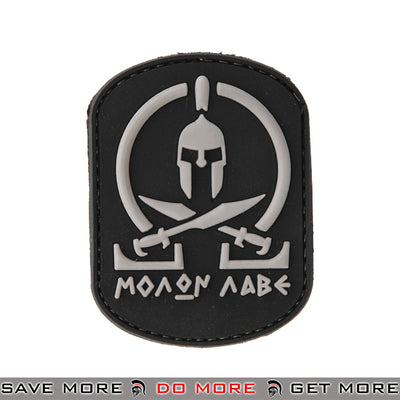 Lancer Tactical Velcro Morale Patch AC-110C - PVC Molon Labe Crossed Swords, Black Patch- ModernAirsoft.com