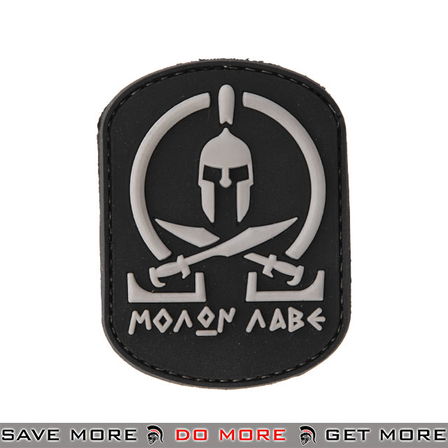 Lancer Tactical Velcro Morale Patch AC-110C - PVC Molon Labe Crossed Swords, Black Patch- ModernAirsoft.com