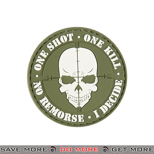 Lancer Tactical Velcro Morale Patch AC-130E - PVC One Shot One Kill, Green Patch- ModernAirsoft.com