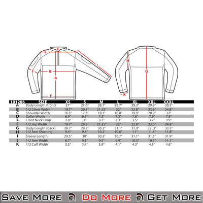 Condor Trident Battle Top LS Black Size Chart