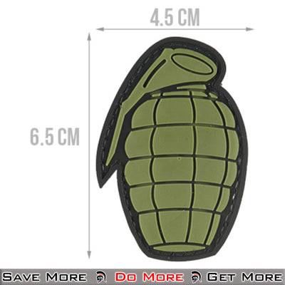 G-Force Grenade PVC Morale Patch - OD Green Dimensions