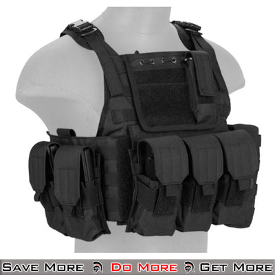 Lancer Tactical Vest Airsoft Tactical Plate Carrier Black Front Side Angle