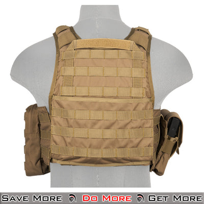 Lancer Tactical Vest Airsoft Tactical Plate Carrier Tan Back