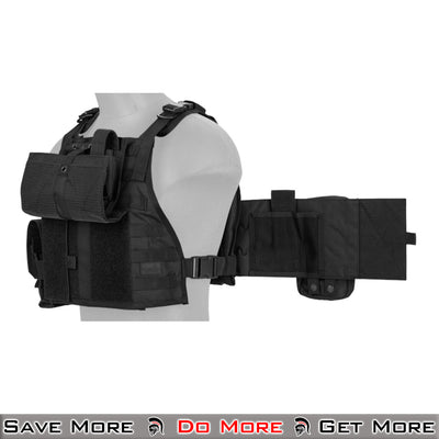 Lancer Tactical Vest Airsoft Tactical Plate Carrier Black Front Side Angle Taken Apart