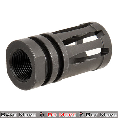 WE Tech Airsoft Bird Cage Metal Flash Hider - Black Back